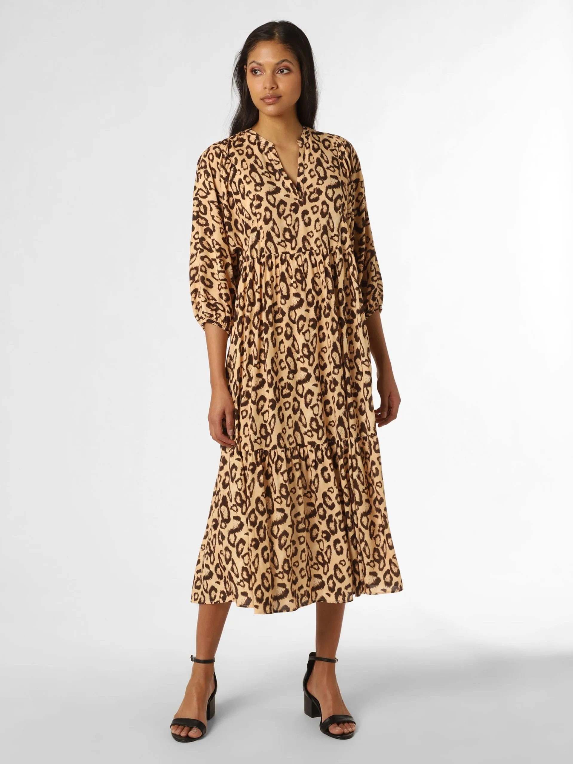 Marie Lund Midi Jurken Jurk Dames Beige 1 Marie Lund Midi Jurken Jurk Dames Beige