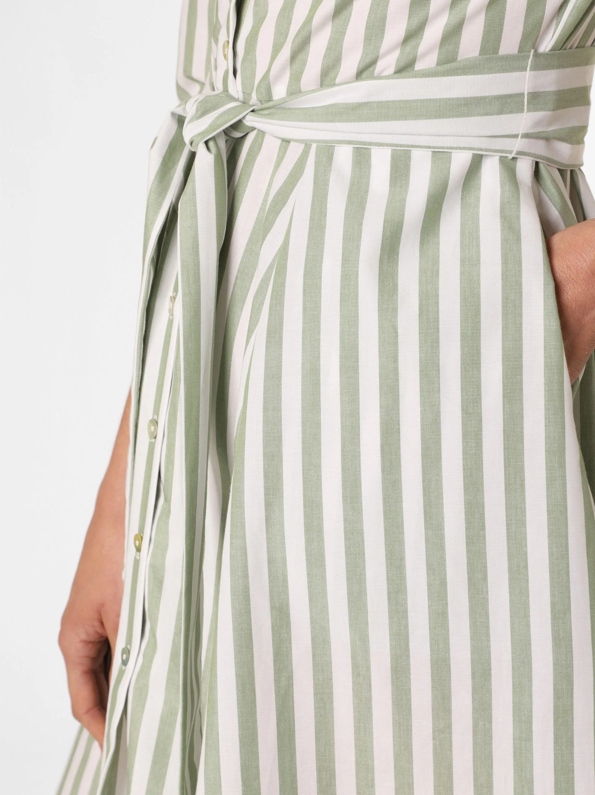 Marie Lund Blousejurken Blousejurk Dames Donkergroen / Wit 3 Marie Lund Blousejurken Blousejurk Dames Donkergroen / Wit - Afbeelding 3