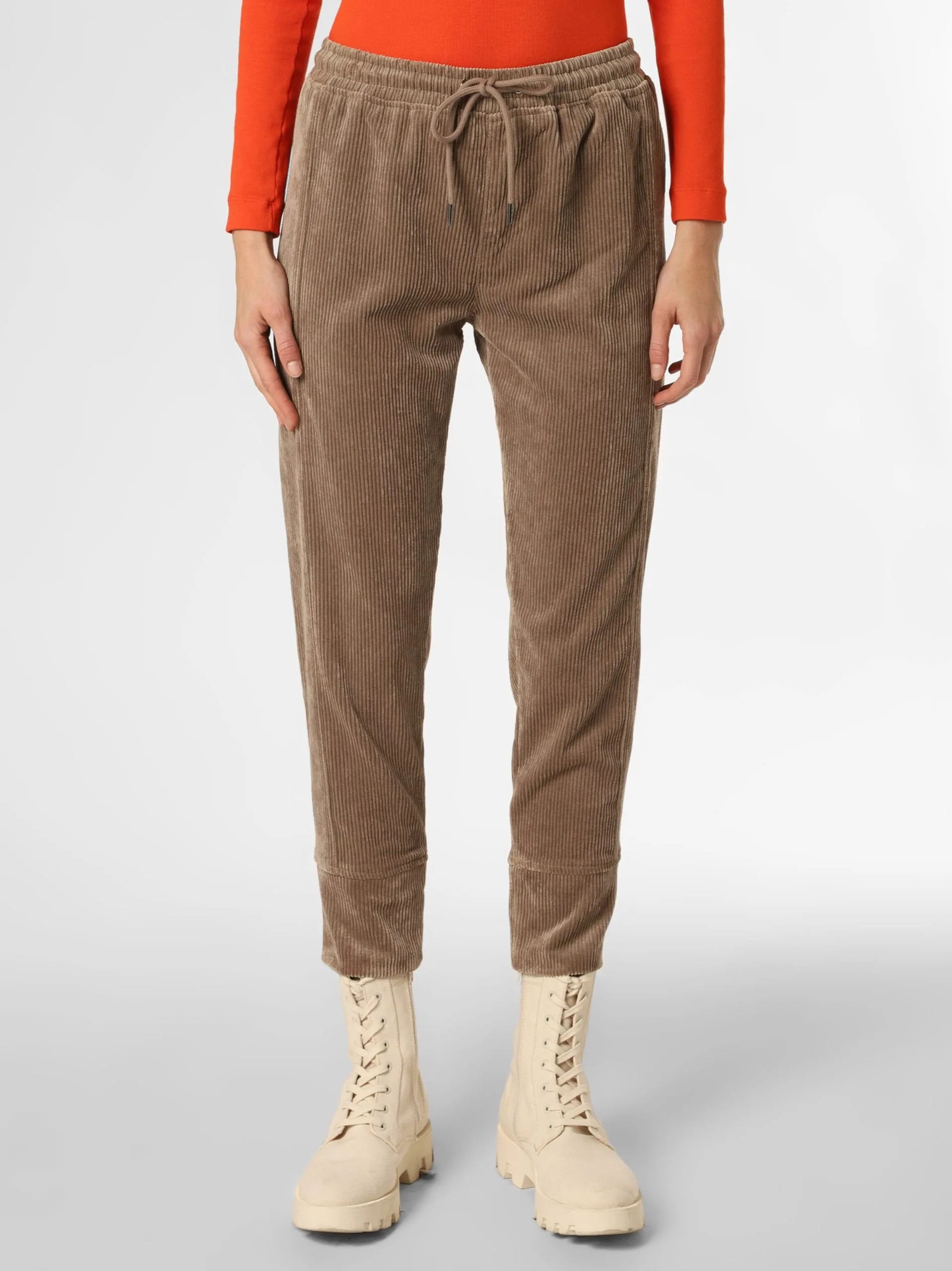 Marie Lund Ribbroeken Tapered Broek Dames Bruin 2 Marie Lund Ribbroeken Tapered Broek Dames Bruin - Afbeelding 2